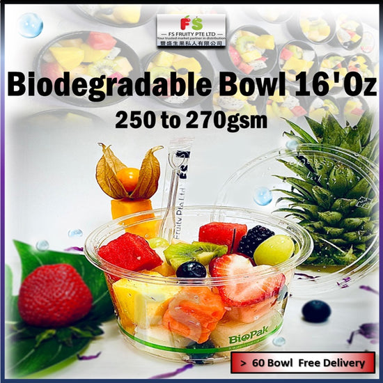 Biodegradable Bowl 16'Oz - 250 to 270gm
Choose 4 fruits + 3 premiem