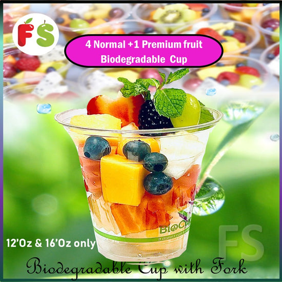 Biodegradable Cup,  , 4 Normal + 1 premium fruits